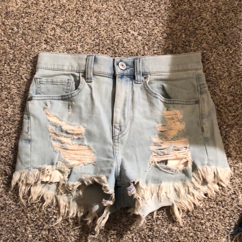 (Express) High wastes light wash jean shorts
